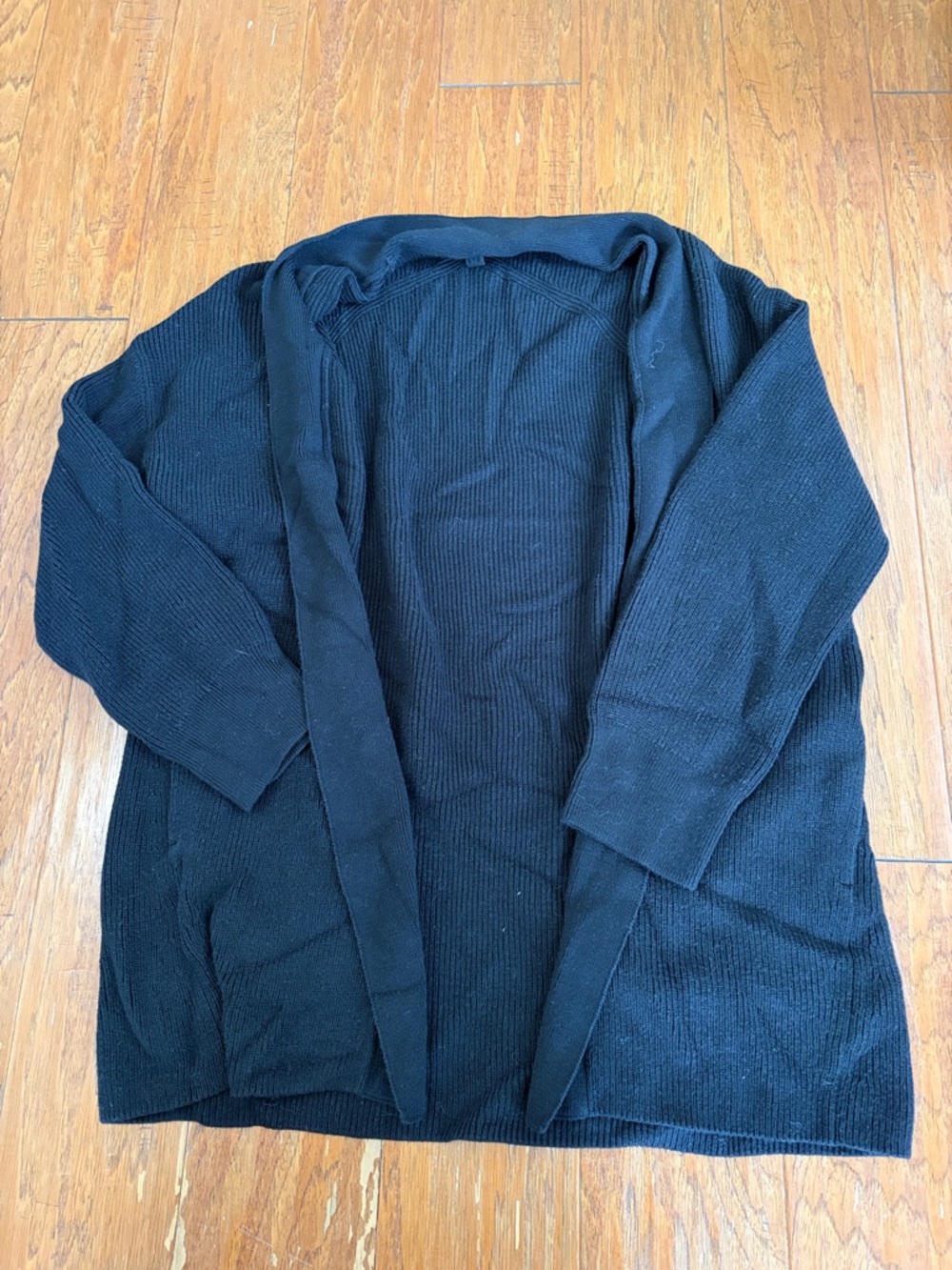 Black Open-Front merino wool Lulu Lemon Sweater Cardigan with side pockets